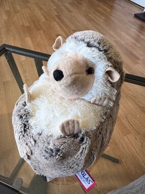 The cuddle Toy ,Plush Hedgehog - Cream and Brown